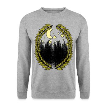 Wilderness Nature Stars Ciel étoilé Forêt Sapins - Sweat-shirt Unisexe - gris chiné - Devant - Alina (178cm) & Michal (187cm)