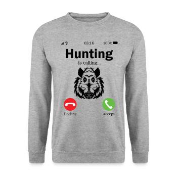 Les sangliers appellent je dois aller à la chasse - Sweat-shirt Unisexe - gris chiné - Devant - Alina (178cm) & Michal (187cm)