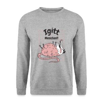 Igitt Menschen Lustiges Spruch T-shirt Opossum - Unisex Pullover - Weißgrau meliert - Vorne - Alina (178cm) & Michal (187cm)