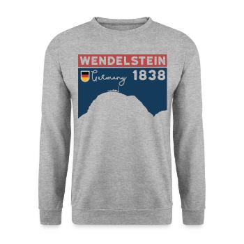 Wendelstein Finisher Wanderung Wandern Klettern - Unisex Pullover - Weißgrau meliert - Vorne - Alina (178cm) & Michal (187cm)