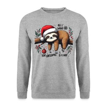 Sloth All I want for Christmas is a nap - Unisex Sweatshirt - salt & pepper - Front - Alina (178cm) & Michal (187cm)