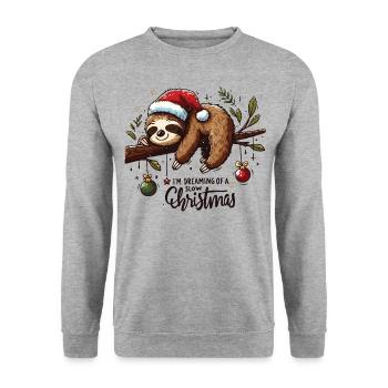 Faultier Sloth I'm dreaming of a slow Christmas - Unisex Sweatshirt - salt & pepper - Front - Alina (178cm) & Michal (187cm)