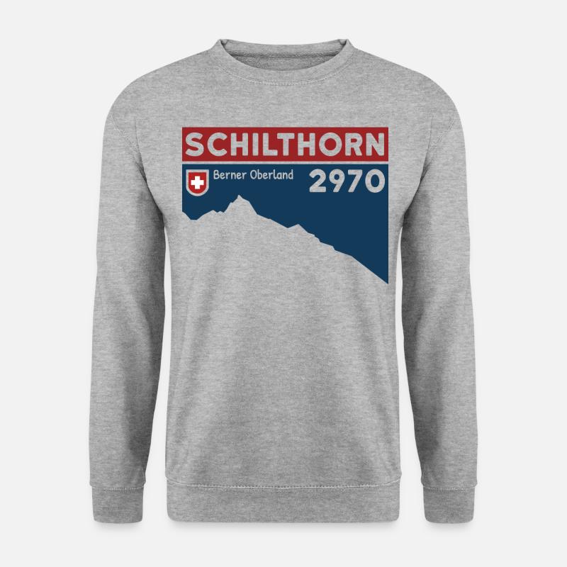 Schilthorn Wanderung Ski Berner Oberland Schweiz - Unisex Pullover - Weißgrau meliert