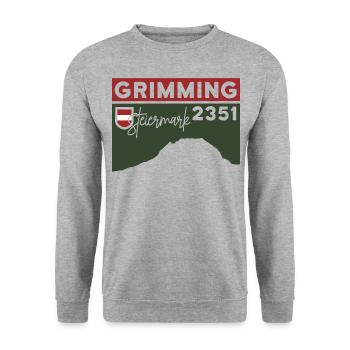 Hoher Grimming Finisher Höhe Wanderung Dachstein - Unisex Pullover - Weißgrau meliert - Vorne - Alina (178cm) & Michal (187cm)