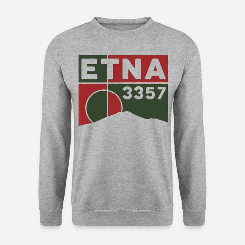 Etna Ätna Mongibello Vulkan Berg Sizilien Andenken - Unisex Pullover - Weißgrau meliert