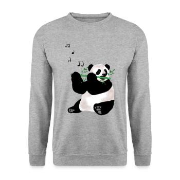 Panda qui joue de la flûte - Sweat-shirt Unisexe - gris chiné - Devant - Alina (178cm) & Michal (187cm)