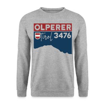 Olperer Crossing High Tour Souvenirs Tyrol - Unisex Sweatshirt - salt & pepper - Front - Alina (178cm) & Michal (187cm)