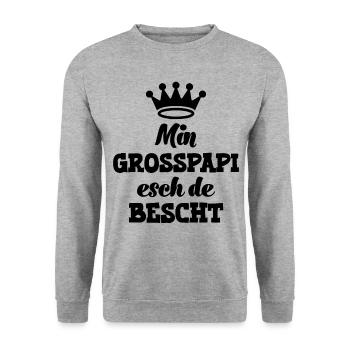 Min Grosspapi esch de bescht Opa Schweiz Grosspapi - Unisex Pullover - Weißgrau meliert - Vorne - Alina (178cm) & Michal (187cm)