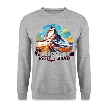 Matterhorn Zermatt Randonnée Ski Souvenir - Sweat-shirt Unisexe - gris chiné - Devant - Alina (178cm) & Michal (187cm)