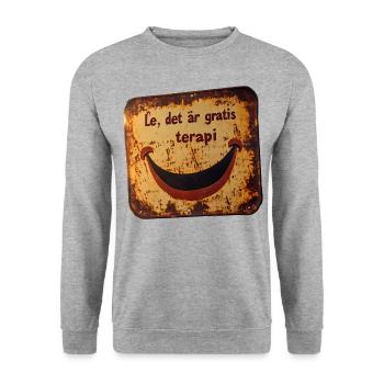 Smile it's free therapy - Charmantes Blechschild - Unisex Pullover - Weißgrau meliert - Vorne - Alina (178cm) & Michal (187cm)