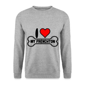 Frenchton Dog I love my - Unisex Sweatshirt - salt & pepper - Front - Alina (178cm) & Michal (187cm)