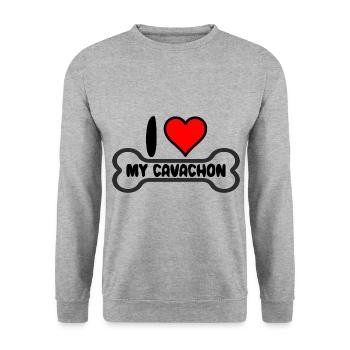 Cavachon Chien J’aime mon - Sweat-shirt Unisexe - gris chiné - Devant - Alina (178cm) & Michal (187cm)