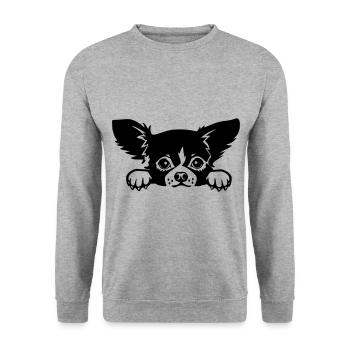 chiwawa hund - Unisex Pullover - Weißgrau meliert - Vorne - Alina (178cm) & Michal (187cm)