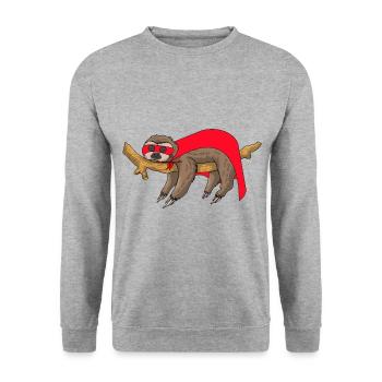 Paresseux sur le sommeil super-héros drôle - Sweat-shirt Unisexe - gris chiné - Devant - Alina (178cm) & Michal (187cm)