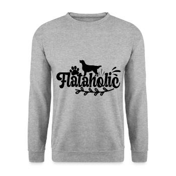 Flat Coated Retriever Hund Chien Flataholic - Sweat-shirt Unisexe - gris chiné - Devant - Alina (178cm) & Michal (187cm)