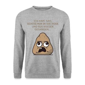 In Die Hose Scheissen - dunkel - Unisex Pullover - Weißgrau meliert - Vorne - Alina (178cm) & Michal (187cm)