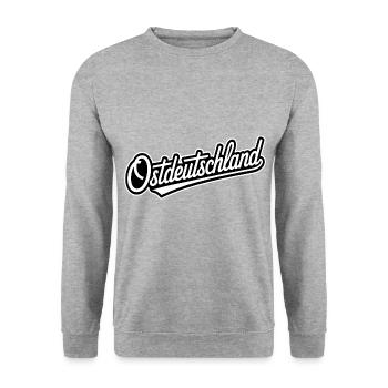 East Germany - Funny German Memes - Unisex Sweatshirt - salt & pepper - Front - Alina (178cm) & Michal (187cm)