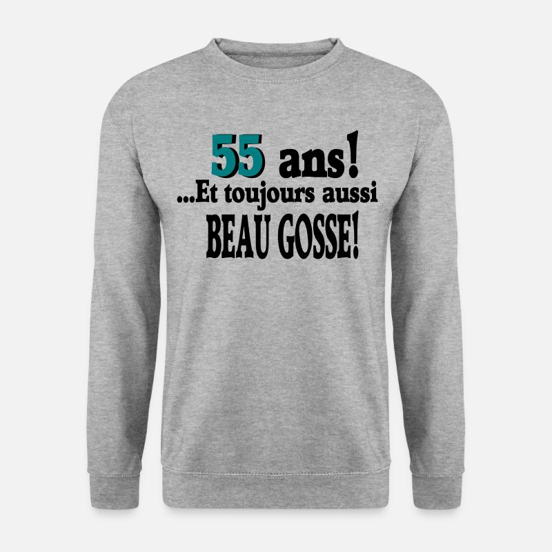 55 Jahre / Geburtstag 55 Jahre / Mann 55 Jahre - Unisex Pullover - Weißgrau meliert
