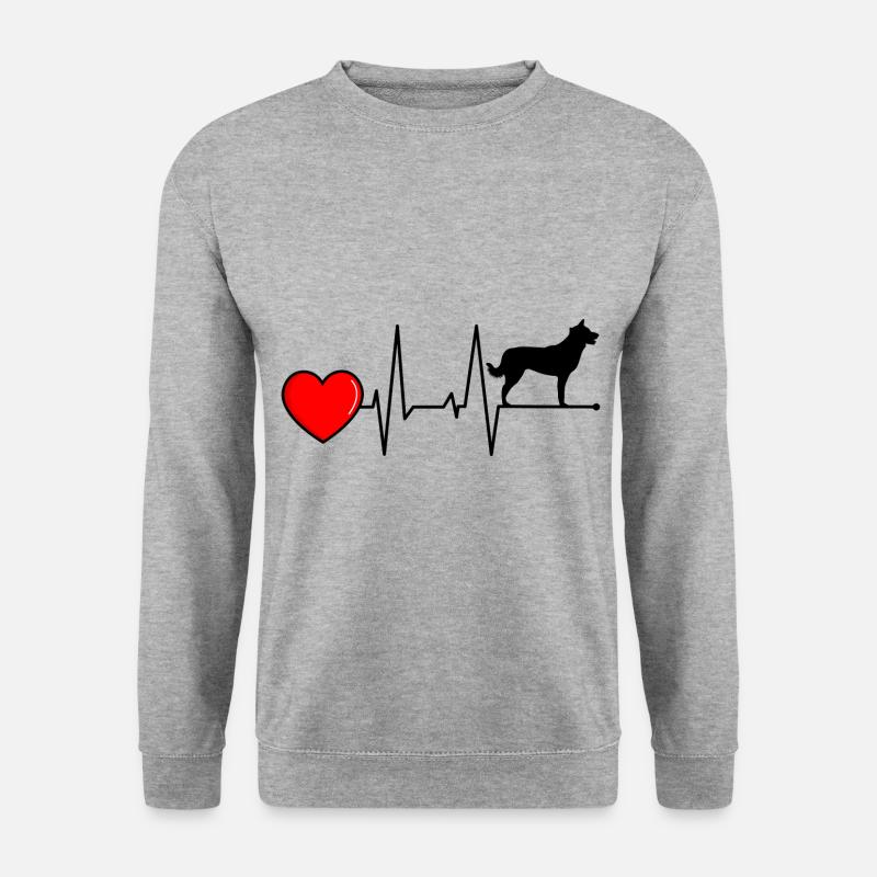 Germanischer Karelischer Bärenhund Herzschlag - Unisex Pullover - Weißgrau meliert