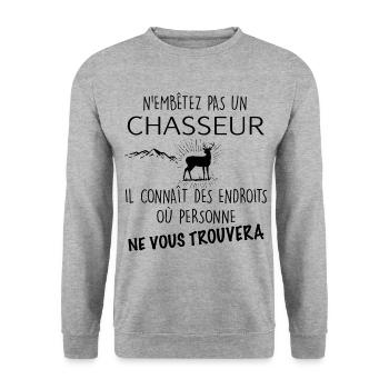 Chasseur de cers, chasse passion - Sweat-shirt Unisexe - gris chiné - Devant - Alina (178cm) & Michal (187cm)
