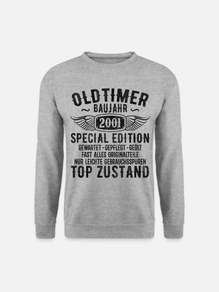 Vintage 2001 Geburtstagsgeschenk 2001 Baujahr - Unisex Pullover - Weißgrau meliert