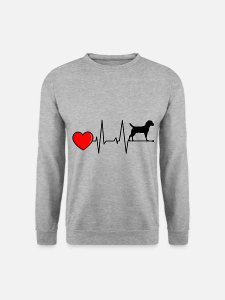 Heideterrier Herzschlag Schwarz - Unisex Pullover - Weißgrau meliert