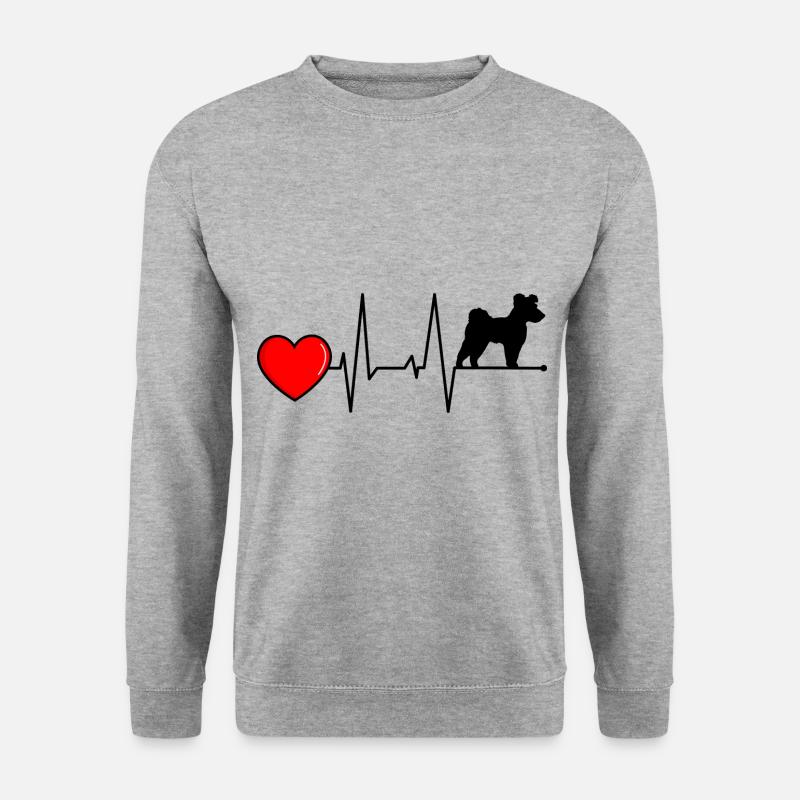 Pumi Hund Mama Herzschlag Schwarz - Unisex Pullover - Weißgrau meliert