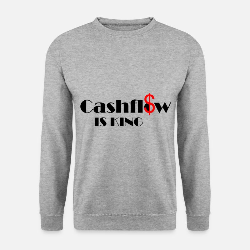 Cashflow IS KING Frugalisten - REICHER LEBEN RENTE - Unisex Pullover - Weißgrau meliert