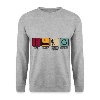 Hammer Throw Hammer Throw Eat Sleep Saying Retro - Unisex Sweatshirt - salt & pepper - Front - Alina (178cm) & Michal (187cm)