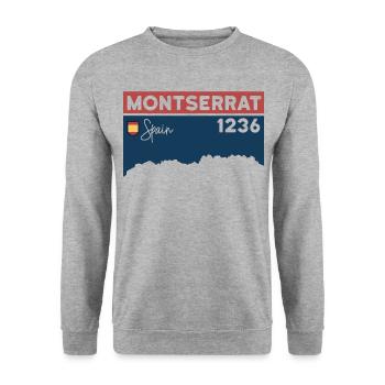 Montserrat Altitude Mountain Hiking Barcelona Gift - Unisex Sweatshirt - salt & pepper - Front - Alina (178cm) & Michal (187cm)