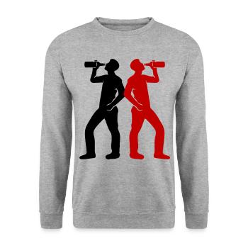 Drinker Beer Silhouette - Unisex Sweatshirt - salt & pepper - Front - Alina (178cm) & Michal (187cm)