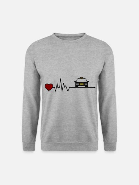 Taxi Taxifahrer Herzschlag Herz - Unisex Pullover - Weißgrau meliert