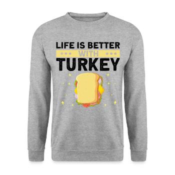 Food Love Sandwich Baguette Ketchup - Sweat-shirt Unisexe - gris chiné - Devant - Alina (178cm) & Michal (187cm)