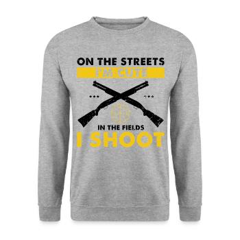 Chasse au canard Chasse au canard Chasseur de canard Chasseur de canard Conception - Sweat-shirt Unisexe - gris chiné - Devant - Alina (178cm) & Michal (187cm)