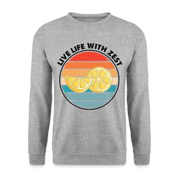 Zitronen Design Limonaden Stand Boss Lemon Verkauf - Unisex Pullover - Weißgrau meliert - Vorne - Alina (178cm) & Michal (187cm)