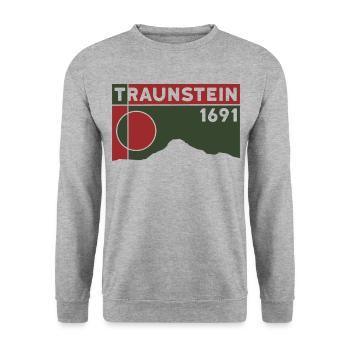 Traunstein Berg Gipfel Wanderung Wandern Andenken - Unisex Pullover - Weißgrau meliert - Vorne - Alina (178cm) & Michal (187cm)