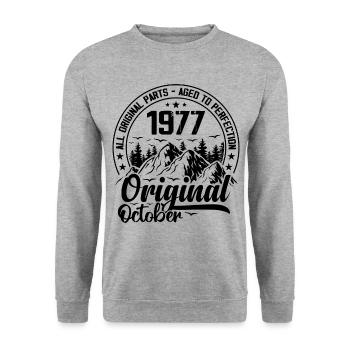 1977 octobre Original 47 Ans cadeau Anniversaire - Sweat-shirt Unisexe - gris chiné - Devant - Alina (178cm) & Michal (187cm)