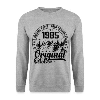 1985 October Original: 39 Years Anniversary Gift - Unisex Sweatshirt - salt & pepper - Front - Alina (178cm) & Michal (187cm)