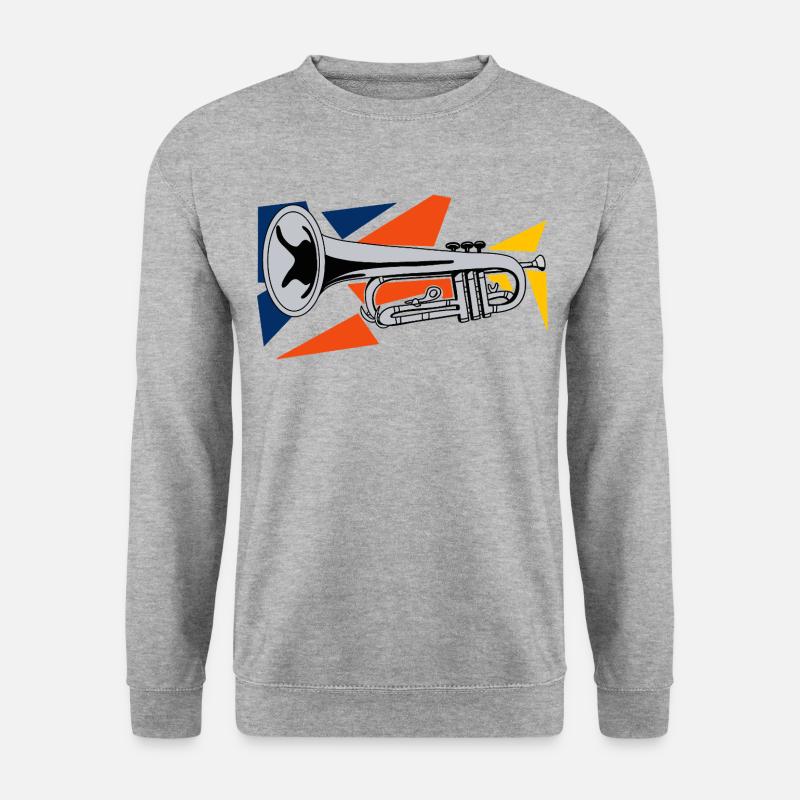 Silberne Trompete Pop Art - Unisex Pullover - Weißgrau meliert