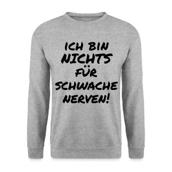 Nichts Für Schwache Nerven - dunkel - Unisex Pullover - Weißgrau meliert - Vorne - Alina (178cm) & Michal (187cm)