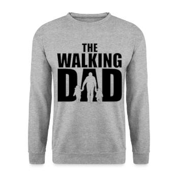Le papa qui marche fête des pères | Les couleurs peuvent être changées - Sweat-shirt Unisexe - gris chiné - Devant - Alina (178cm) & Michal (187cm)