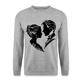 Silhouette de mariage de couple marié - Sweat-shirt Unisexe - gris chiné - Devant - Alina (178cm) & Michal (187cm)