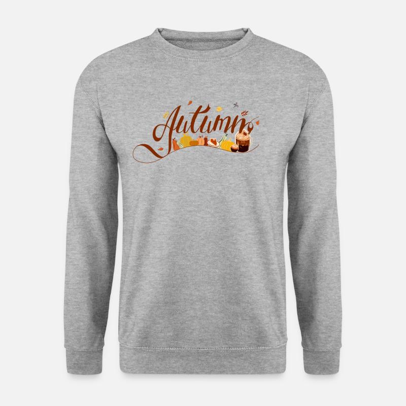 Autumn Design - Kürbisse und herbstliche Elemente - Unisex Pullover - Weißgrau meliert