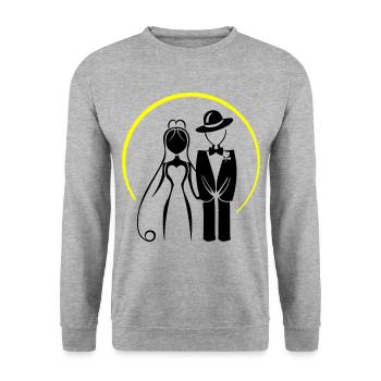 Brautpaar Ehepaar Hochzeit - Unisex Pullover - Weißgrau meliert - Vorne - Alina (178cm) & Michal (187cm)