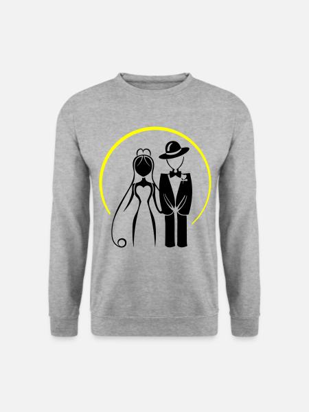 Brautpaar Ehepaar Hochzeit - Unisex Pullover - Weißgrau meliert