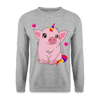 Schweinhorn unicorn - Unisex Sweatshirt - salt & pepper - Front - Alina (178cm) & Michal (187cm)