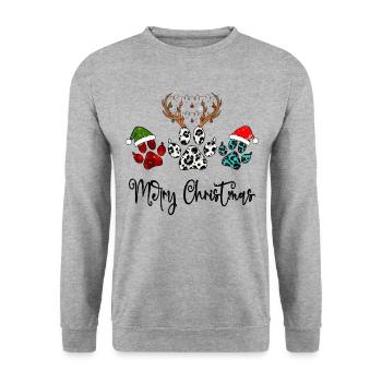 Merry Christmas paws Gift, Paws With santa hat tee - Unisex Sweatshirt - salt & pepper - Front - Alina (178cm) & Michal (187cm)