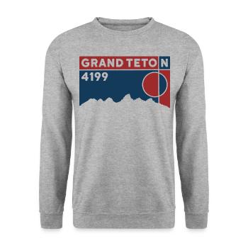 Grand Teton Finisher randonnée Wyoming cadeau souvenir - Sweat-shirt Unisexe - gris chiné - Devant - Alina (178cm) & Michal (187cm)