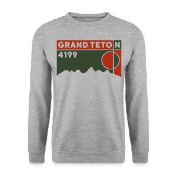 Souvenir de la visite de la montagne de Grand Teton Climb - Sweat-shirt Unisexe - gris chiné - Devant - Alina (178cm) & Michal (187cm)