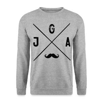 Junggesellenabschied Polterabend Team Bräutigam - Unisex Pullover - Weißgrau meliert - Vorne - Alina (178cm) & Michal (187cm)